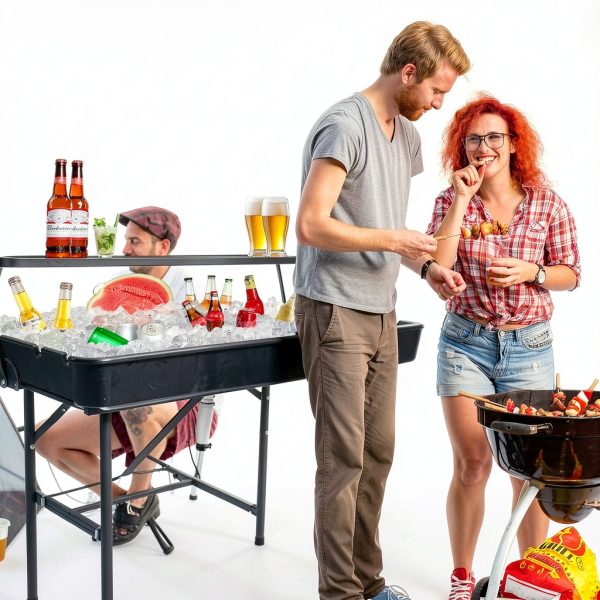 A AIKOOL ICE TABLE Outdoor Cooler Table HDPE Top Foldable-4