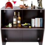 WXLTSGM Portable Bar Cabinet Foldable Durable Black Brown-0