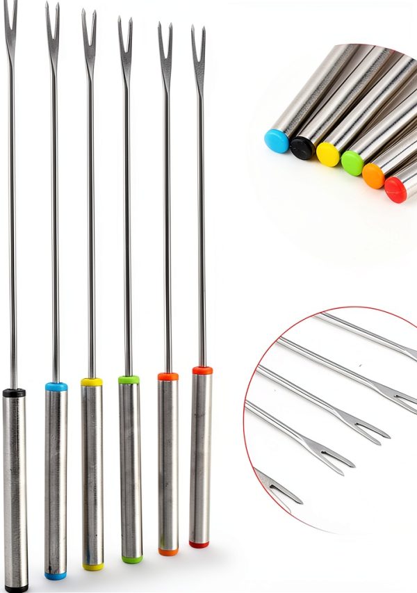 Cunyuer Fondue Forks Stainless Steel Fondue Sticks-4