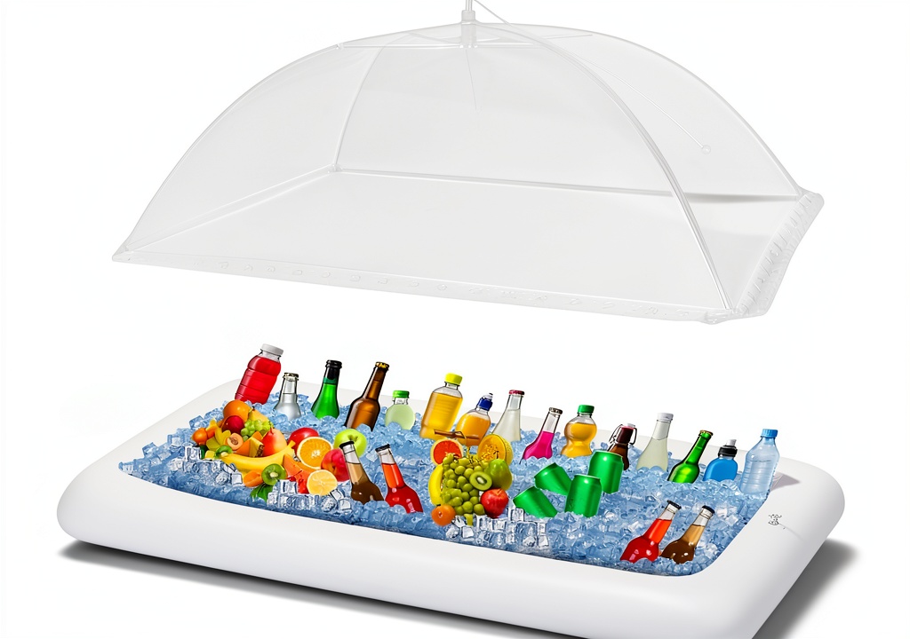 CLOTHUP inflatable serving bar set displayed in an outdoor party setup