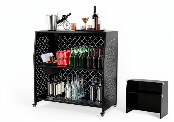 VINGLI 3-Tier Portable Bar Table Stainless Steel Modern-2