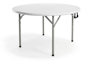 PRO Family 48 Inch Round Folding Table White Granite Top-0