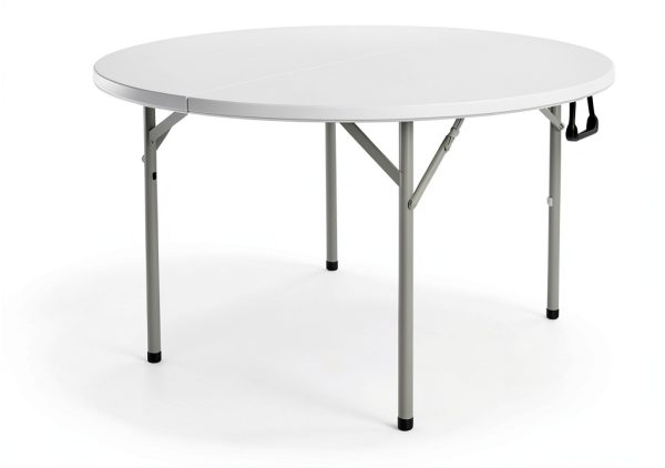 PRO Family 48 Inch Round Folding Table White Granite Top-0