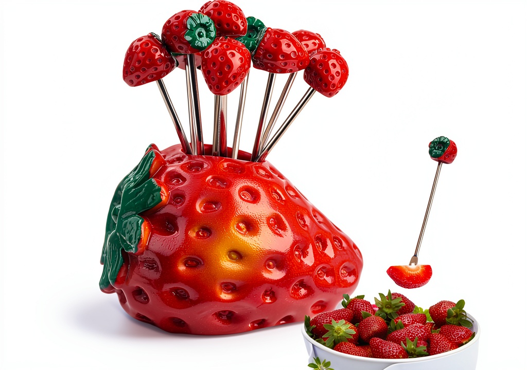 Stainless steel fruit fork with a holder