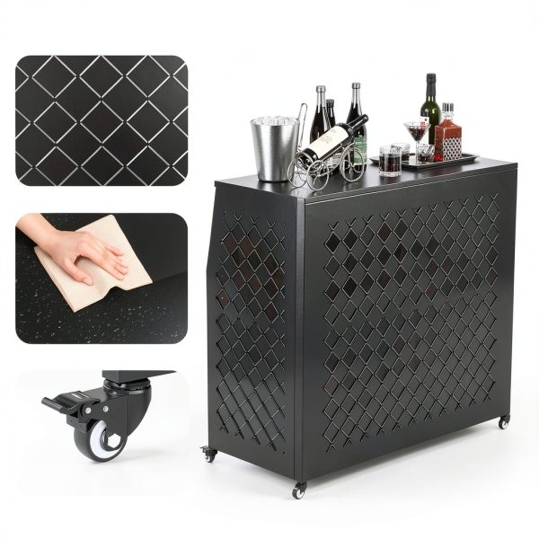 VINGLI 3-Tier Portable Bar Table Stainless Steel Modern-1