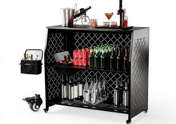 VINGLI 3-Tier Portable Bar Table Stainless Steel Modern-0